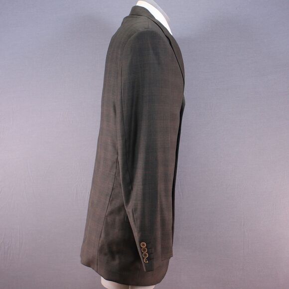 Claiborne Men's 2 Piece Suit Mens Gray Plaid 3 Btn Wool 42L Pleated 33" Waist - Picture 7 of 11